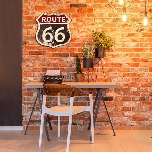 HANTAJANSS Route 66 Road Signs Vintage Room Decor Metal Sign Retro Road Sign Tin Decor Sign for Home, Room & Garage Wall Decoration 12× 12 Inches