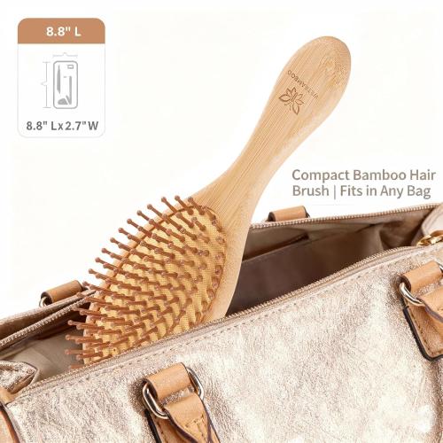 Bamboo Hair Brush-Detangling, Scalp Massage for Hair Growth, Wet/Dry Brush for Men, Women, Kids & Pets - for All Hair Types, Paddle Wooden Hairbrush Perfect for Home, Travel & Salon Use