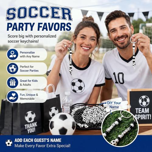 Landical 564 Pcs Soccer Keychain Making Kit DIY Name Bead Key Chain Craft