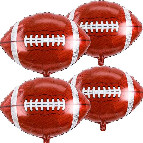Rugby-Balloons Football-Balloon 4Pcs 26 inch Football Foil Balloons Sports Party Decor Game Day Birthday School Win Tailgate and Team Celebration Supply