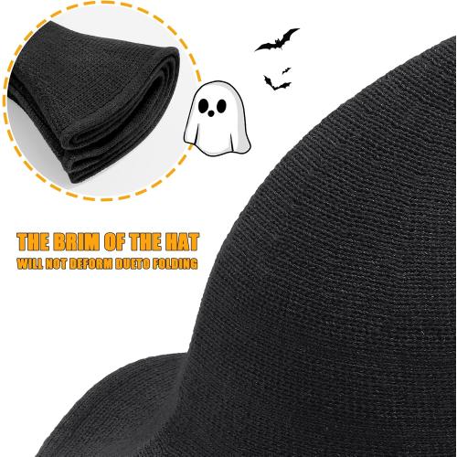 Halloween Witch Hat for Women Wide Brim Foldable Halloween Wool Hats for Party Cosplay Costume Accessory