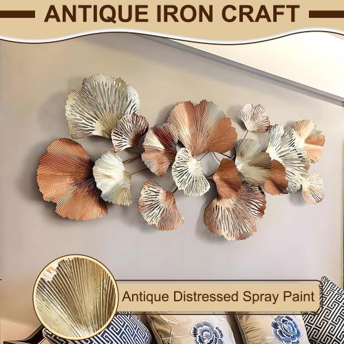 edaknez Gold Metal Wall Decor, Large Metal Wall Art for Living Room, 3D Modern Wall Decoration, for Indoor Outdoor Bedroom Coastal Nautical (D 135x62x6cm)