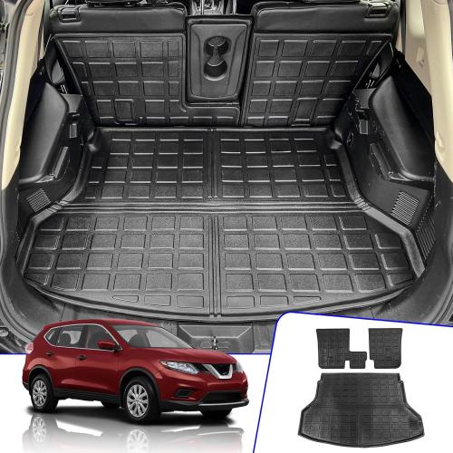 Rongtaod Cargo Mat Compatible with 2014-2020 Nissan Rogue Trunk Mat Cargo Liner All Weather Back Seat Cover Protector 2019 Rogue Accessories (Backrest Mats Trunk Mat)
