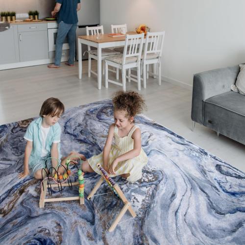 9x12 Area Rugs for Living Room, Modern Abstract Rug for Bedroom, Contemporary Machine Washable Rug, Large Stain Resistant Carpet for Dining Room Playroom Nursery Room, Pet & Kids Friendly