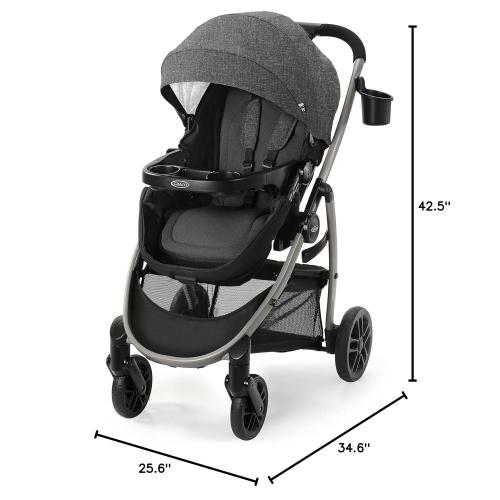 Graco Modes Pramette Stroller, 3-in-1 Baby Stroller, 3 Modes: Infant Car Seat Carrier (Car Seat Not Included), Infant Pramette to Toddler Stroller with Reversible Seat and One-Hand Fold, Redmond