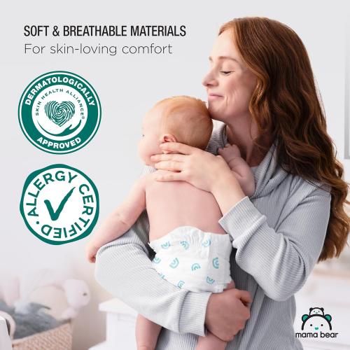 Amazon Brand - Mama Bear Gentle Touch Baby Diapers, Formulated without Fragrance, Size 4, 148 Count (4 packs of 37), with Skin Protection and Leak Protection