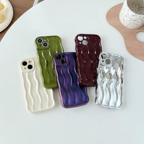 Caseative for iPhone 13 Case,Water Ripple Pattern Curly Wave Frame Soft Phone Case (Wine Red)