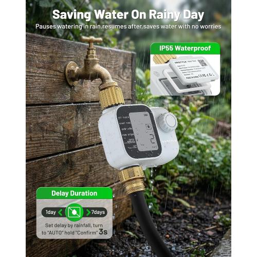 [All-New 2027] Sprinkler Timer with Brass Inlet, Unistyle Programmable Water Timer for Garden Hose, IP55 Waterproof Hose Timers with Manual and Automatic Irrigation Timers Yard Lawn Patio Heavy Duty