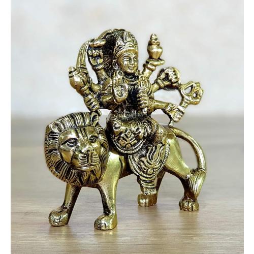 eSplanade Brass Maa Durga/MATA Rani Idol, Statue, moorti, murti for Home Mandir and Home Decor (4.6 Inches)