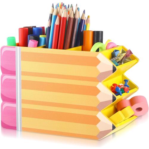 Faccito Teacher Appreciation Gifts Pencil Shape Pencil Organizer Teacher Desktop Pencil Holder for Women Men School Desk School Office Supplies