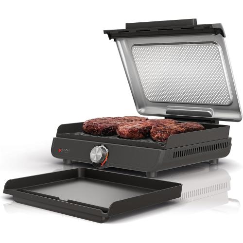 Ninja Griddle and Indoor Grill, 14’’, Electric Grill, For Steak, Burgers, Salmon, Veggies, and More, Pancake Griddle, Nonstick, Dishwasher Safe, 500F, Even Cooking, Silver, GR101