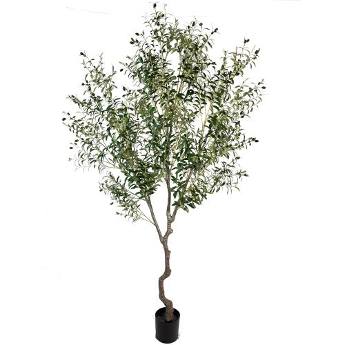 Size 8ft Artificial Tree Faux Olive Tree 8ft(92in,3200leaves) Tall Fake Olive Plant in Pot Fake Silk Tree Faux Plants Indoor