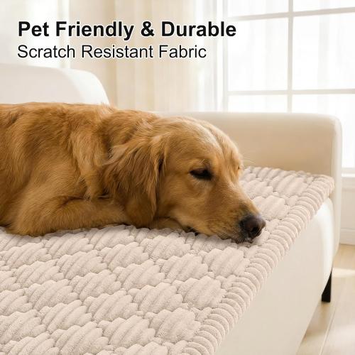 Smiry Pet Couch Covers for Dogs Washable, Non-Slip Fuzzy Couch Covers for 3 Cushion Sofa Pet Friendly, Soft Thick Furniture Protector Sofa Slipcover Mat for Dogs (Apricot, 27.6 x 70.9)