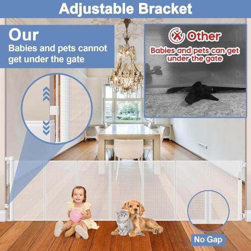 Reinforced 120 Inch Extra Wide Retractable Baby Gates Extra Wide Baby Gates for Large Openings 33 Inch Tall Retractable Dog Gate for The House 10ft Long Dog Gate Indoor Barrier with Reinforced Strips