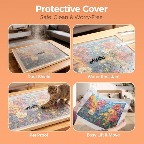 ALL4JIG 1500 Pieces Rotating Puzzle Board with 4 Drawers and Cover,25x34 Portable Wooden Jigsaw Puzzle Table for Adults,Lazy Susan Spinning Puzzle Boards Birthday Gift for mom