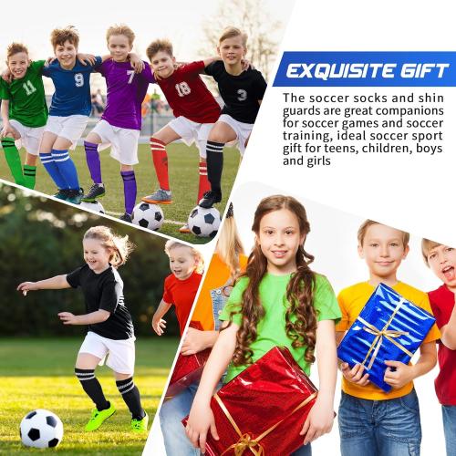 Syhood Soccer Shin Guards and Socks for Toddler Kids Youth, Lightweight Soccer Shin Pads Protective Defender Gear for 3-5, 5-10, 10-15 Years Old Children Teen Boys Girls Sports Game