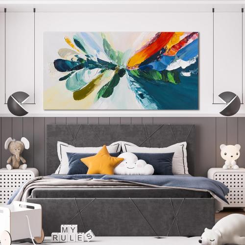 Canvas Wall Art Decor Modern Wall Art Pictures For Living Room Blue White Wall Art Decor Canvas Abstract Art Colorful Abstract Wall Art Prints Art Work For Bedroom Office Home Wall Decor 24 x 48