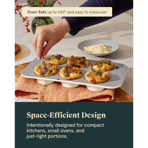 Caraway Mini Bakeware Set – Naturally Non-Stick, Non-Toxic Ceramic Coating – Compact Baking Pans Set for Small Kitchens & Ovens – Includes Baking Sheets, Muffin Pan, Cooling Rack & Storage - Navy