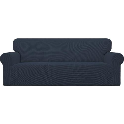 Easy-Going Stretch Couch Covers for Sofa Washable Large Dark Blue | 1-Piece Sofa Covers for 3 Cushion Couch Furniture Protector Couch Slipcover Soft with Bottom for Kids Pets