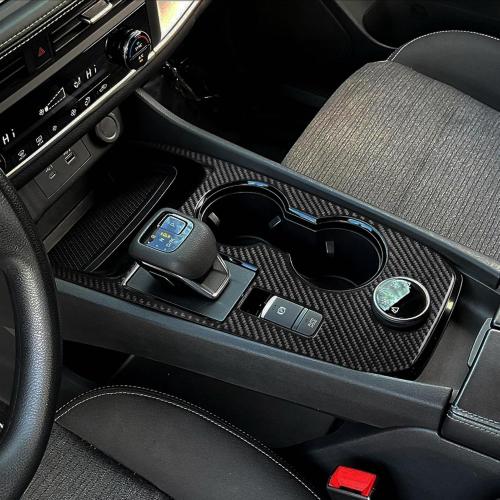 NVCNX Real Premium Carbon Fiber for Nissan Rogue Accessories 2021-2026 2022 2023 2024 2025 SV SL S Platinum Rock Creek Car Center Console Gear Shift Panel Cover Interior Trim Sticker 1PC not for FWD