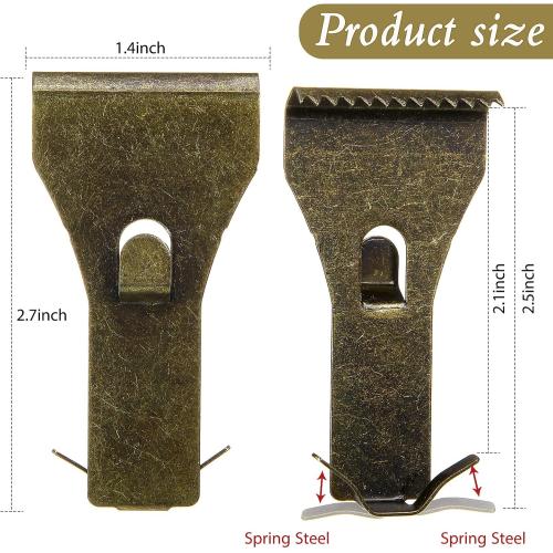 Ripeng 16 Pieces Brick Wall Clips and Hooks for Hanging Outdoors No Drill, Brick Hangers Fit 2-1/4 to 2-3/8 Inch Hooks to Hang Wall Decor, Pictures, Christmas Decorations Hangers (Bronze)