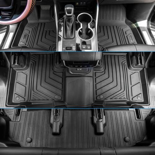 Bomely Floor Mats Compatible with 2020-2026 Toyota Highlander Cargo Liner Back Seat Cover Hybrid Fuel 2025 7 Seats Highlander Accessories (2020-2026,Floor Mats Trunk Mat with Backrest Mat)