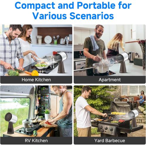 AMZCHEF Desktop Range Hood 3 Speed Exhaust Fan with Low-Noise Operation, Large Removable Oil Cup & Detachable Aluminum Filter - Ideal for Small Kitchens, Indoor BBQ & Hot Pot