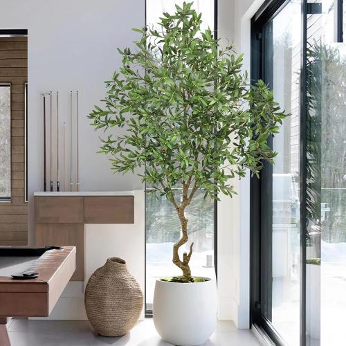 Roselywed Artificial Olive Tree 8FT with 2190 Leaves & White Planter Realistic Tall Large Fake Faux Silk Plant 94 Inch for Indoor Home Office Porch Mall Restaurant Hotel School Decor Housewarming Gift