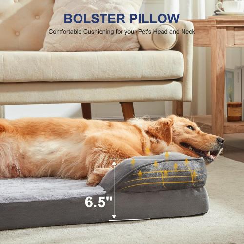 Little clean FURTIME Orthopedic Dog Beds Large Sized Dog, XL Washable Dog Sofa Bed for Large Dogs, Comfy Supportive Egg-Crate Foam Pet Couch Bed with Removable Cover, Waterproof Lining and Nonskid Bottom