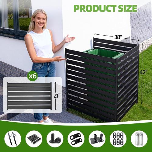42 H x 38 W (3-Panels) Air Conditioner Fence Screen Trash Can Privacy Fence Panels, Suitable for Pools and Yards, no Digging Required，Privacy Panel