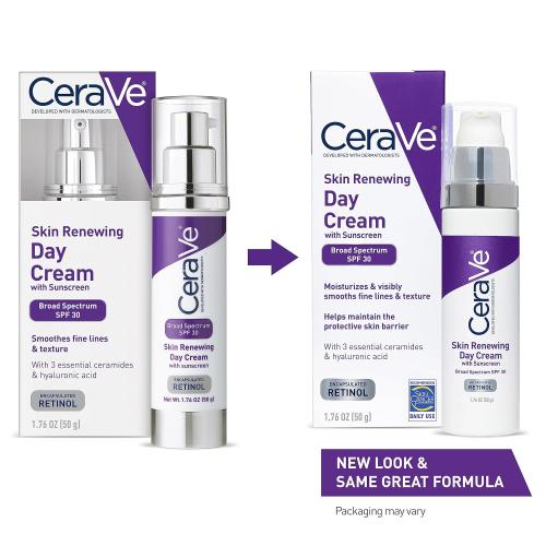 1.76oz CeraVe Anti-Aging Face Cream SPF 30, Anti-Wrinkle Retinol Cream with Hyaluronic Acid and Ceramides, 1.76 oz