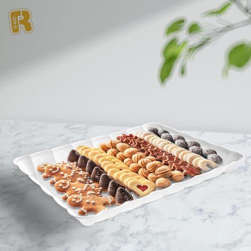 6 Pack White Serving Tray - 9 x 13 Inch, Heavy Duty White Serving Trays and Platters for Party - Premium Serving Platters