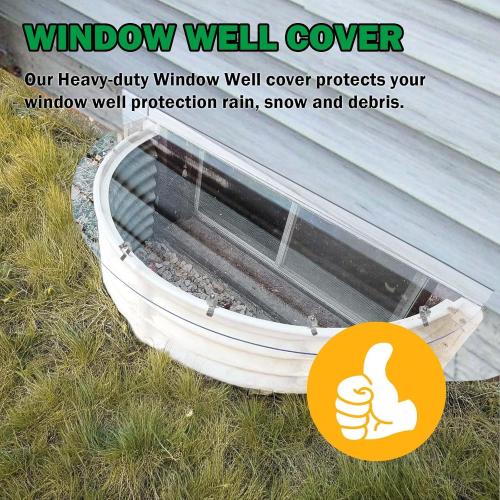 Basement Window Well Covers Outside, Heavy-Duty Egress Window Well Cover Clear, All-Weather Against Debris, UV Resistant, Tear-Resistant, Waterproof, Windproof (Only Cover)41 X 17