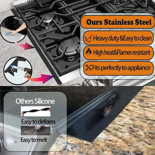 Stove Gap Covers Stainless Steel,2 Pack Stove Gap Filler,Stove Guard for Gas Stoves Oven Counter Side Gap, Retractable Length 13.8 to 27.5, Width 0.79,Heat Resistant and Easy to Clean
