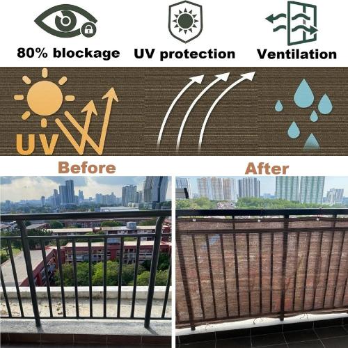 Fence Privacy Screen Balcony Sun Shade Cloth 3'3x6'6 80% Shade Fabric Outdoor Patio Screens Mesh Panels Apartments Railing Cover UV Protection for Backyard Garden Porch Deck