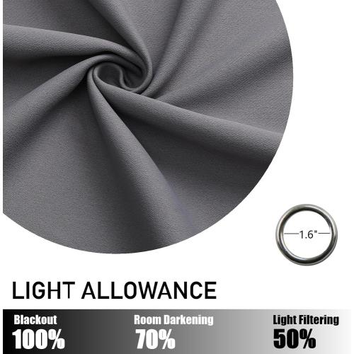 Grommet Blackout Curtains for Bedroom and Living Room - 2 Panels Set Thermal Insulated Room Darkening Curtains (Charcoal, 52W x 84L)