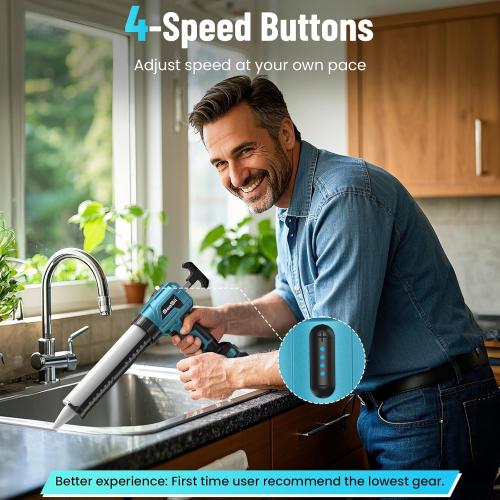 Seesii Battery Powered Cordless Caulking Gun, Electric No Drip Caulk Tool for 10 Oz Glue, Automatic Dripless Power Caulking Guns for Silicone Adhesive