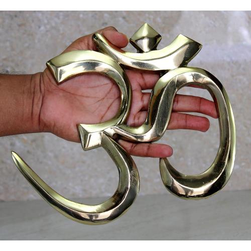 eSplanade Brass OM Wall Hanging Sculpture | Vastu | Fengshui | Goodluck, Auspicious, Religious symbols | Pooja Idols | Home Decor -