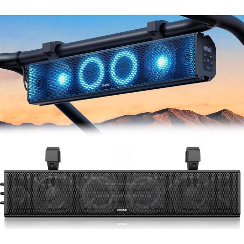 25 Inch UTV Sound Bar, ATV SoundBar Bluetooth with RGB Lighting, IP66 Waterproof Golf Cart Sound Bar, Amplified Powersports SXS SoundBar, UTV Speakers Compatible with Polaris RZR Can-Am
