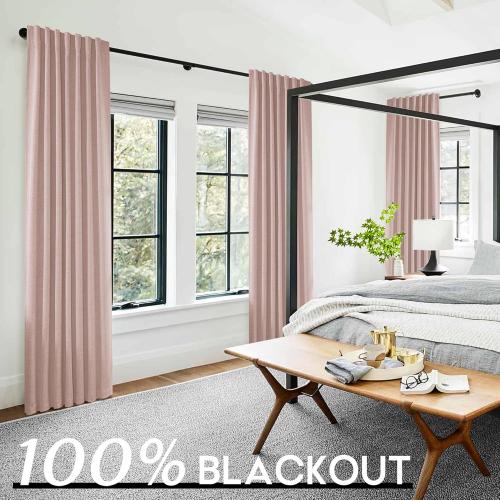 Cute Curtains for Nursery Girls Room,Kawaii Blackout Back Tab Black Out Vintage Princess Preppy Pink Linen Curtains 90 Inches Long 2 Panels Set for Teen Living Room Bedroom Dorm,Dusty Blush Pink