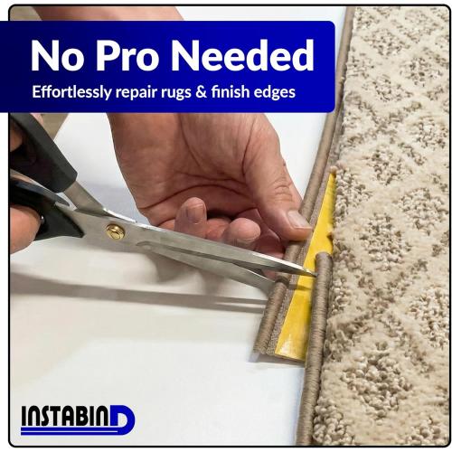 Instabind 54 ft Roll Premium Carpet Edge Binding – Regular Style Carpet Edge Trim for Do-It-Yourself Rug Edging- with Durable Hold & Easy Finishing for Rug Edges - USA Made Flooring Products, Grey