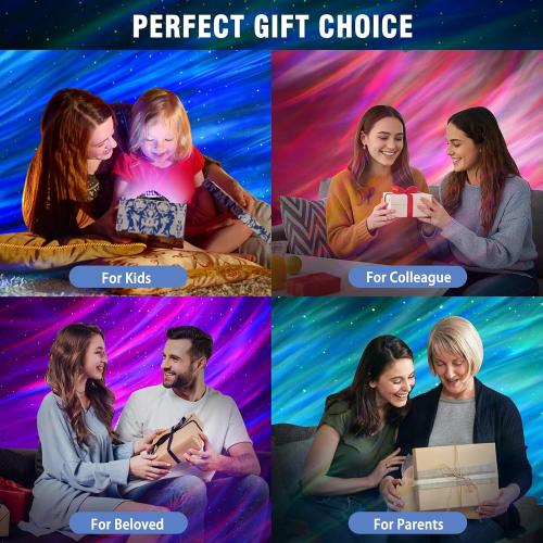 Northern Lights Aurora Projector for Bedroom with Music Bluetooth Speaker and White Noise, Galaxy Projector, Starry Night Light Projectors for Kids Adults Gaming Room