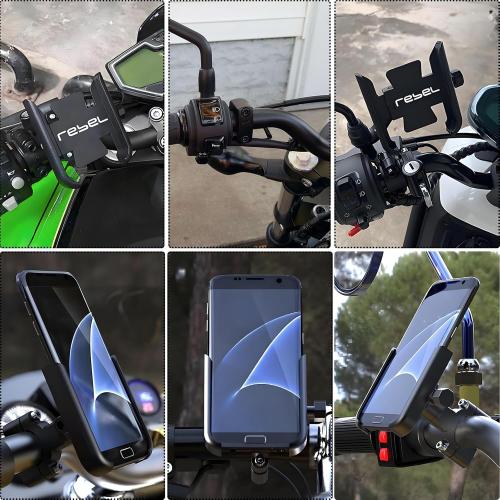 for Honda Rebel 300 500 1100 CMX300 CMX500 CMX1100 Motorcycle Phone Holder Auxiliary Handlebar Nav Mount Fits Mobile Phones of 2.55-3.93 in
