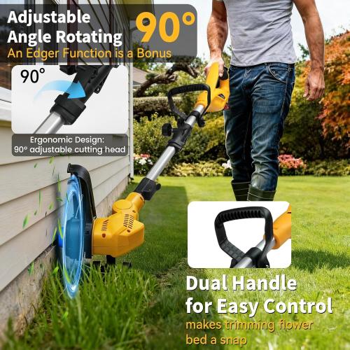 Cordless Weed Wacker & Edger for Dewalt 20V Battery, 3-in-1 Folding 150cm/59in Brushless Electric String Trimmer, Grass Cutter with 3 Types Blades for Lawn, Yard and Bush Trimming(No Battery)‼️llittle dirty‼️