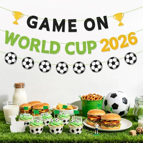 World Cup 2026 Banner, Game On Soccer Party Decorations, Soccer World Cup Banner 2026 for Watch Party, Sports Birthday Celebration Supplies