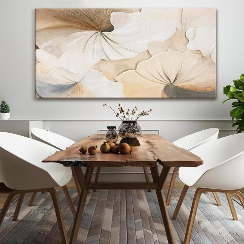 Canvas Art Wall Decor Large Size Abstract Floral Wall Art For Living Room Modern Abstract Wall Decor Prints Pictures Brown White Flower Wall Art Picture For Bedroom Hotel Home Artwork 29x58 Inch