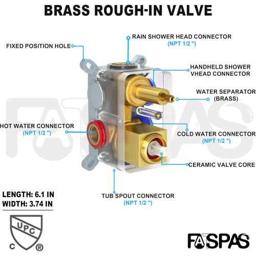 Shower System with Tub Spout, Shower Faucet Set with 10 Inch Rain Showerhead Handheld Shower Tub Spout, Wall Mounted High-Pressure Showerhead Combo Set Included Valve and Trim, Brushed Gold