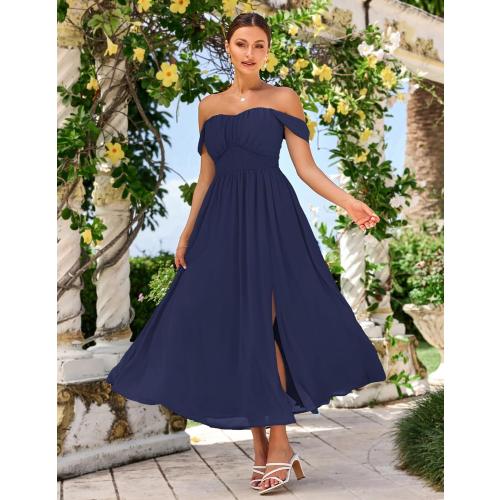 Size 2 XL.... GRACE KARIN 2025 Women's Summer Floral Print Flowy A Line Maxi Dresses Sleeveless Smocked Off Shoulder Dress...