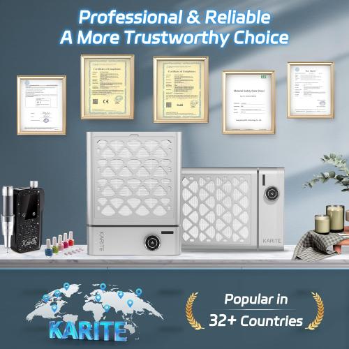 Karite Nail Dust Collector, Upgrade Vacuum Dust Collector with Filter & 30pcs Papers, 5000RPM Power Suction, 6000mAh Rechargeable Dust Collector Nail Tech, Cordless for Easy Use and Cleaning