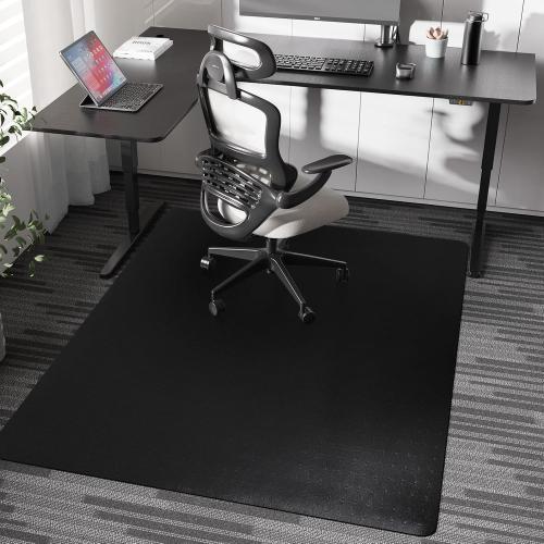 Chair Mat for Carpet, 46 x 60 Desk Chair Mat for Carpeted Floors, Non-Slip Office Vinyl Mat for Carpet with Studded, Easy Glide Heavy Duty Floor Protector Mat for Home Office, Black